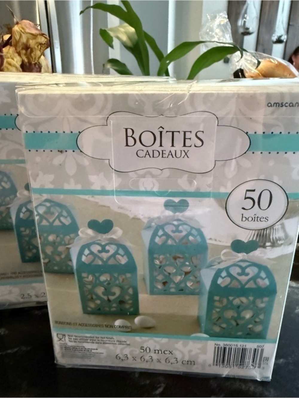 Amscan Teal Decorative Gift Boxes with Heart Cutouts  Bundle of 3 Pack of 50